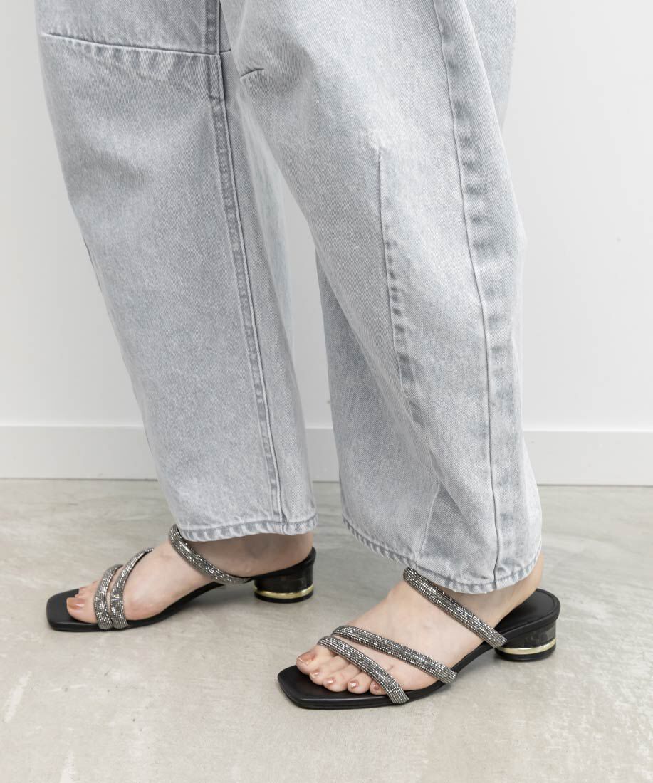  「クリアヒールビジューストラップサンダル」|サンダル|