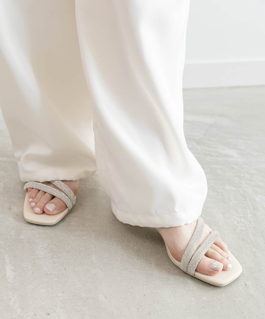  「クリアヒールビジューストラップサンダル」|サンダル|アイボリー
