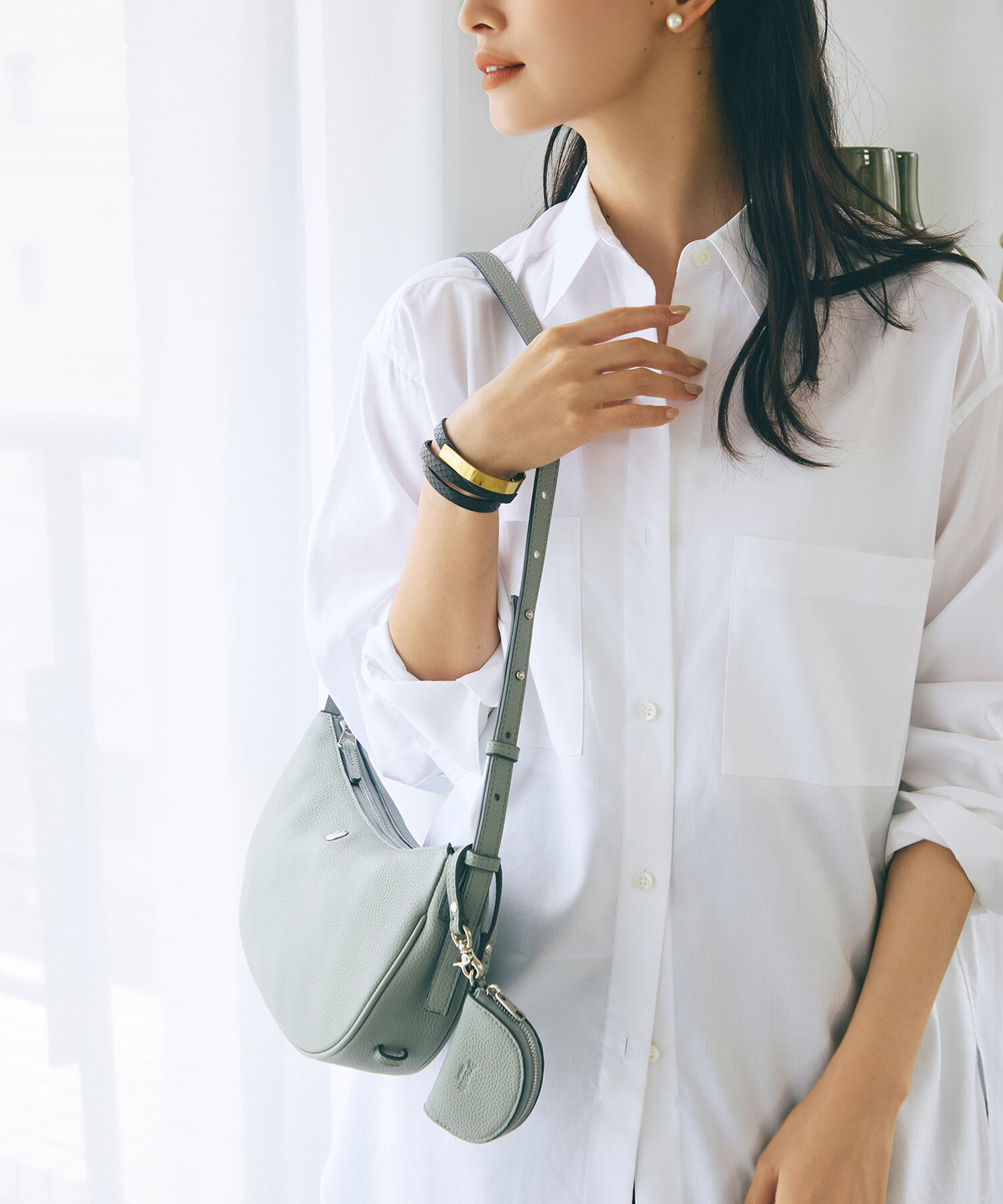 TOPKAPI BREATH「【Breath TOPKAPI】シュリンクレザー ハーフムーン ショルダーバッグ / チャーム付き」|ショルダー・メッセンジャー|