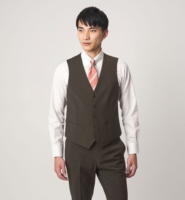 UNITED ARROWS green label relaxing「A+ TWPU トロピカル無地 スリム 5B セットアップ ベスト -ウォッシャブル-」|スーツ|DK.BROWN