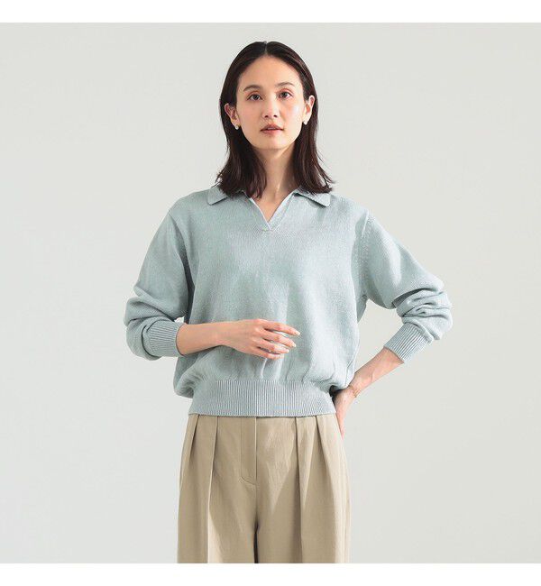 Demi-Luxe BEAMS 「【別注】BATONER / リネン スキッパーネック ニット」|ニット・セーター|