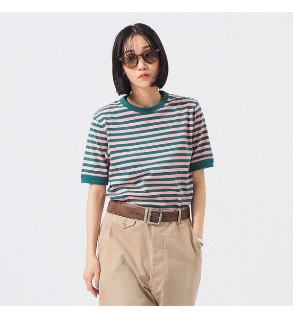 BEAMSBOY「ボーダー バインダー ショートスリーブ Tシャツ」|Tシャツ・カットソー|GREEN