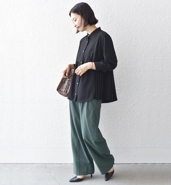 SHIPS for women「【WEB限定】〈手洗い可能〉ストレッチ ジョーゼット プリーツ ブラウス」|シャツ・ブラウス|