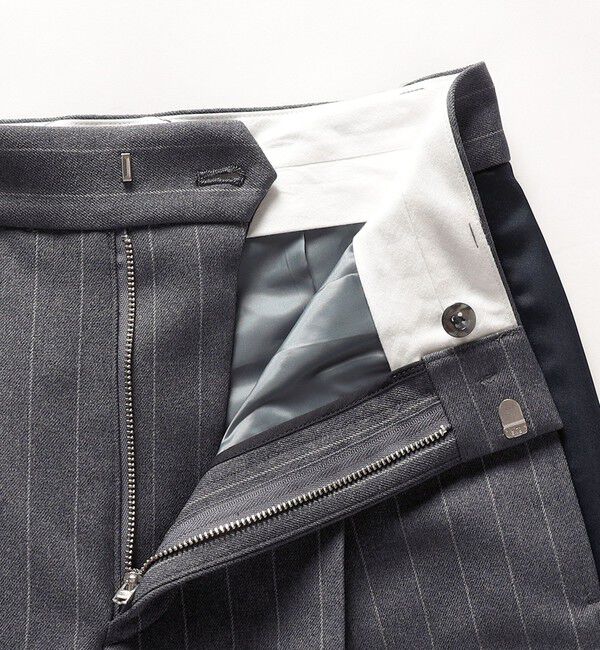 quaranciel「quaranciel:〈洗濯機可能〉サイドライン ストライプ ワイド パンツ」|スラックス|