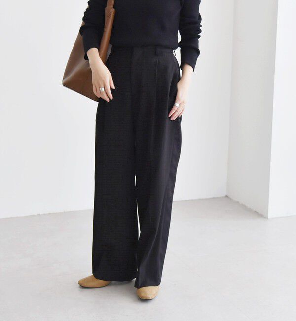 quaranciel「quaranciel:〈洗濯機可能〉サイドライン ストライプ ワイド パンツ」|スラックス|