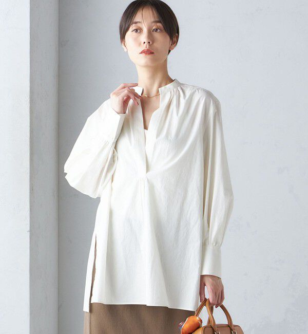 SHIPS for women「〈手洗い可能〉コットン ギャザー チュニック ブラウス」|シャツ・ブラウス|