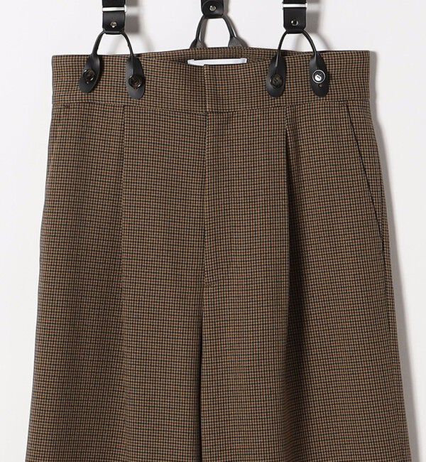quaranciel「quaranciel:〈洗濯機可能〉チェック サスペンダー付 タック ワイド パンツ」|スラックス|