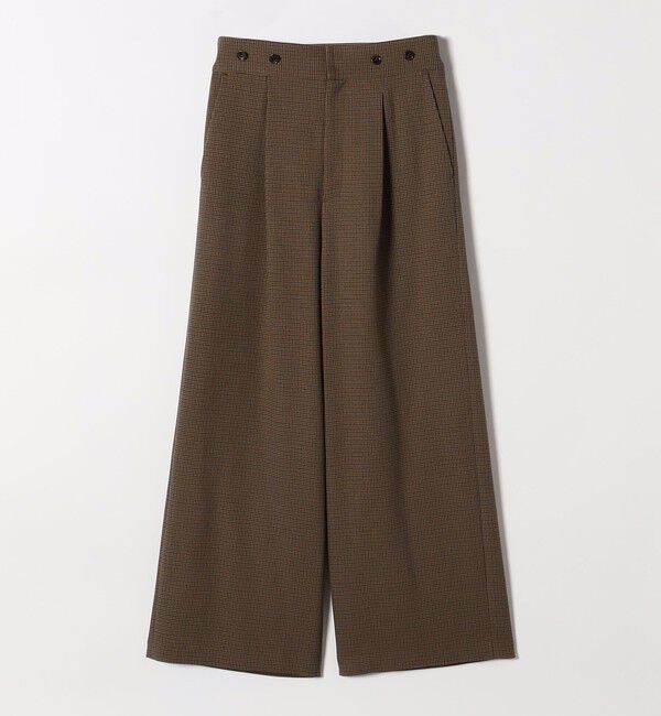 quaranciel「quaranciel:〈洗濯機可能〉チェック サスペンダー付 タック ワイド パンツ」|スラックス|