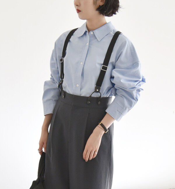 quaranciel「quaranciel:〈洗濯機可能〉チェック サスペンダー付 タック ワイド パンツ」|スラックス|