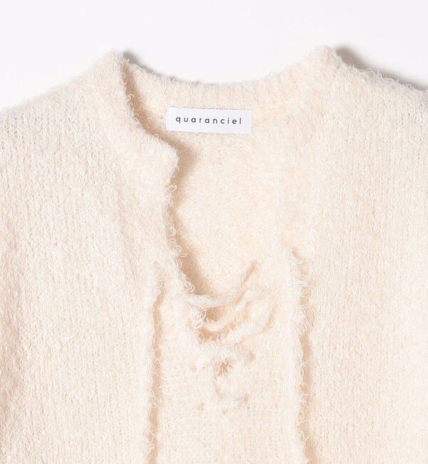 quaranciel「quaranciel:〈手洗い可能〉フェザーヤーン レースアップ ラメ スキッパー ニット」|ニット・セーター|