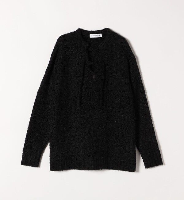 quaranciel「quaranciel:〈手洗い可能〉フェザーヤーン レースアップ ラメ スキッパー ニット」|ニット・セーター|