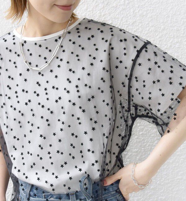 SHIPS for women「【WEB限定】スター チュール レイヤード TEE」|Tシャツ・カットソー|オフホワイト