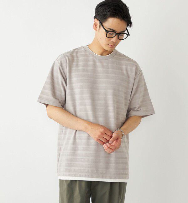 SHIPS Colors 「SHIPS Colors:フェイクレイヤード ボーダー Tシャツ」|Tシャツ・カットソー|ライトグレー