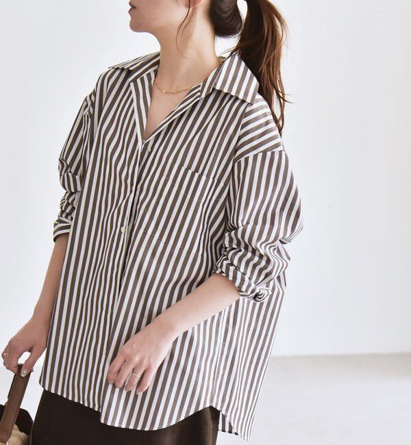 quaranciel「quaranciel:〈洗濯機可能〉REPREVE オープン カラー シャツ」|シャツ・ブラウス|