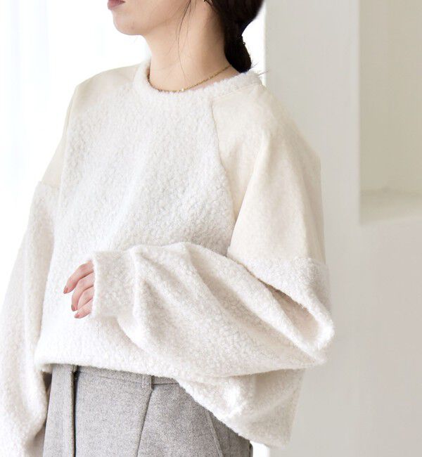 quaranciel「quaranciel:〈洗濯機可能〉ボア &times; チュール コンビ ヨーク プルオーバー」|その他|ホワイト