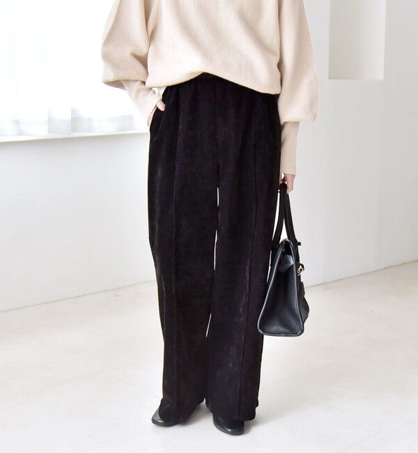 quaranciel「quaranciel:〈洗濯機可能〉ポリエステル ベロア ピンタック イージー ワイド パンツ」|その他|