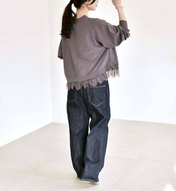 quaranciel「quaranciel:〈手洗い可能〉レースヘム ドルマン ニット プルオーバー」|ニット・セーター|