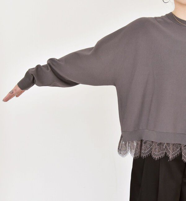 quaranciel「quaranciel:〈手洗い可能〉レースヘム ドルマン ニット プルオーバー」|ニット・セーター|