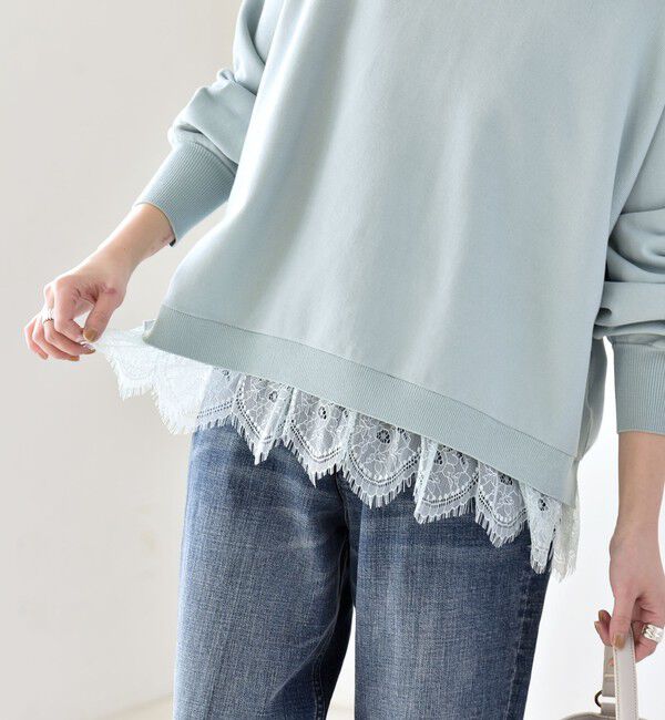 quaranciel「quaranciel:〈手洗い可能〉レースヘム ドルマン ニット プルオーバー」|ニット・セーター|