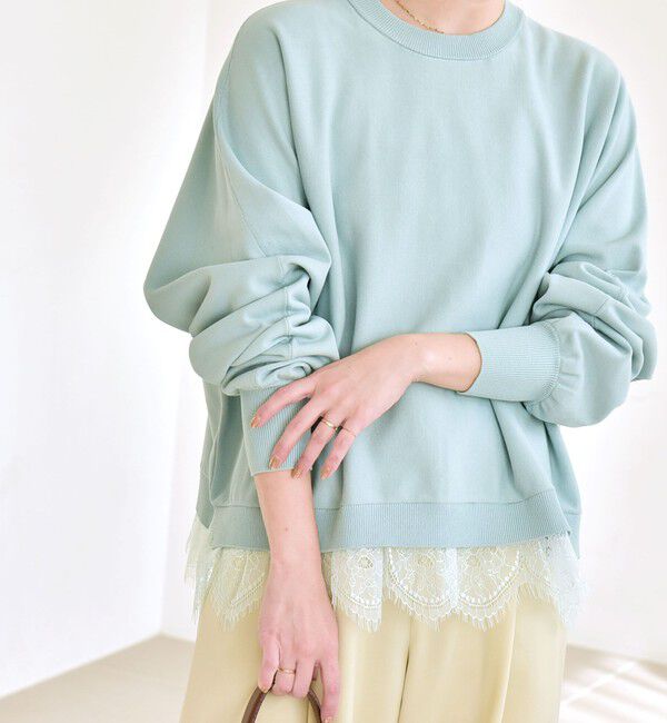 quaranciel「quaranciel:〈手洗い可能〉レースヘム ドルマン ニット プルオーバー」|ニット・セーター|