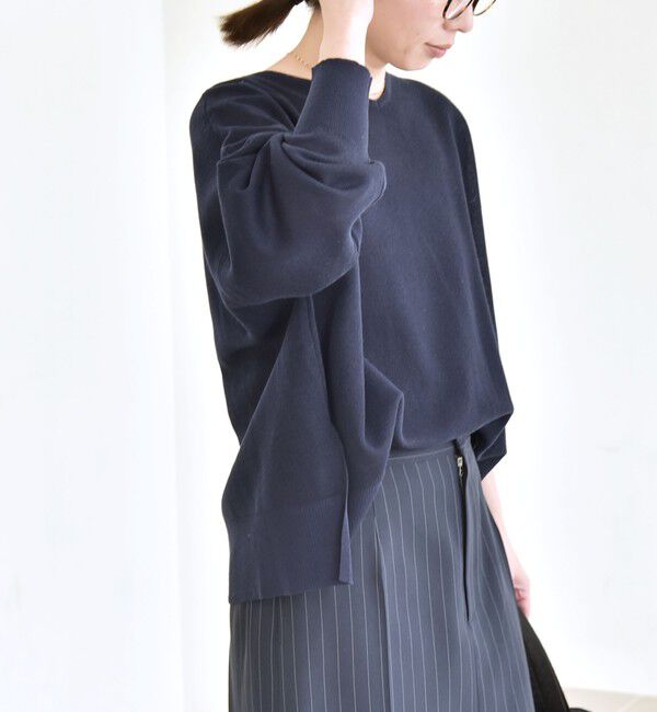 quaranciel「quaranciel:〈手洗い可能〉シアー 2way Vネック ドルマン ニット プルオーバー」|ニット・セーター|