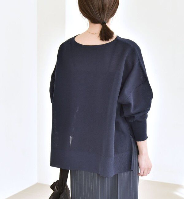 quaranciel「quaranciel:〈手洗い可能〉シアー 2way Vネック ドルマン ニット プルオーバー」|ニット・セーター|