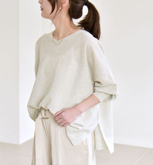 quaranciel「quaranciel:〈手洗い可能〉シアー 2way Vネック ドルマン ニット プルオーバー」|ニット・セーター|