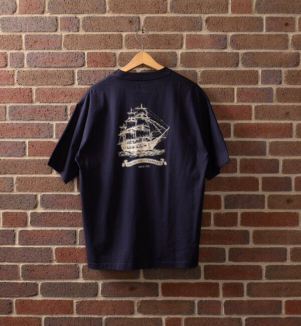 SHIPS「SHIPS: AUTHENTIC コットン プリント Tシャツ」|Tシャツ・カットソー|ネイビー