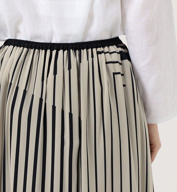 GALERIE VIE「ストライプシルクストレッチ イージータックスカート」|フレア|