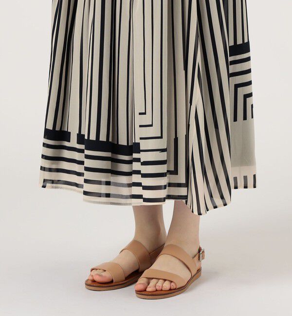 GALERIE VIE「ストライプシルクストレッチ イージータックスカート」|フレア|