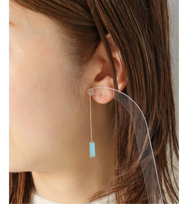  「K10・カルセドニー スクエアストーン ピアス(両耳)」|ピアス|