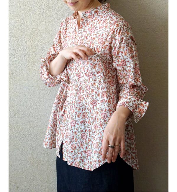 journal standard luxe「ボイルフラワー スタンドカラーシャツ」|シャツ・ブラウス|レッド