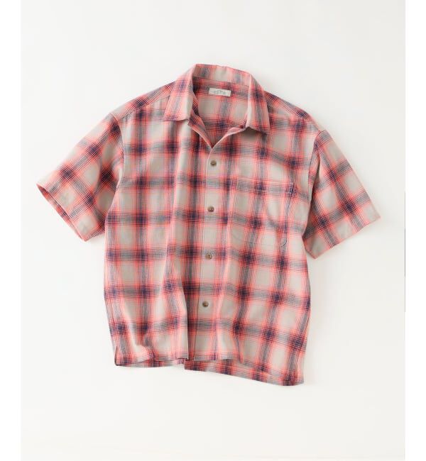 JOURNAL STANDARD relume「《予約》T/Cガーゼ オンブレチェック ボックス 半袖シャツ」|シャツ・ブラウス|オレンジ