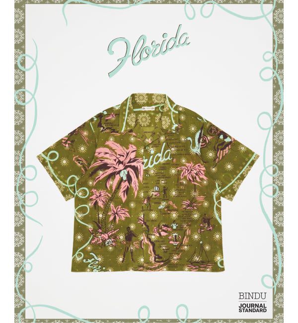 JOURNAL STANDARD「《予約》BINDU / ビンドゥー 別注 インディアン コットン パターン 半袖 シャツ」|シャツ・ブラウス|グリーン E