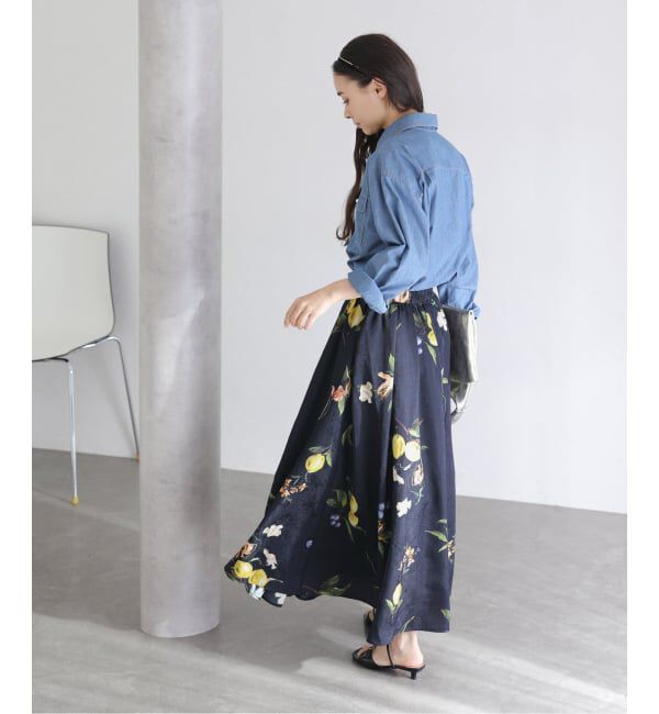  「《追加》【洗える】ボタニカルプリントスカート」|スカート|