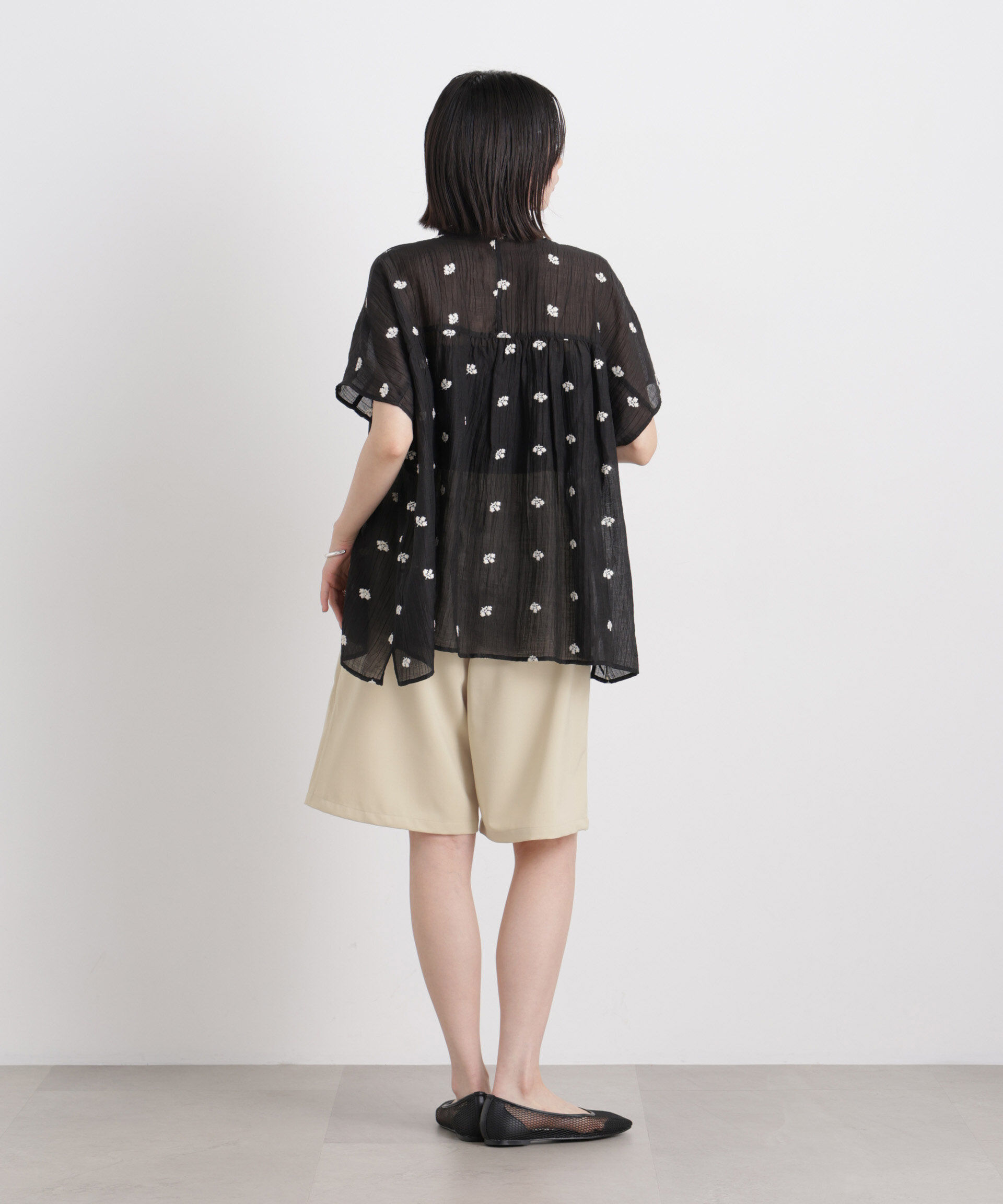 nano･universe「メランジストレッチベルト付ハーフパンツ(セットアップ可)」|チノ|