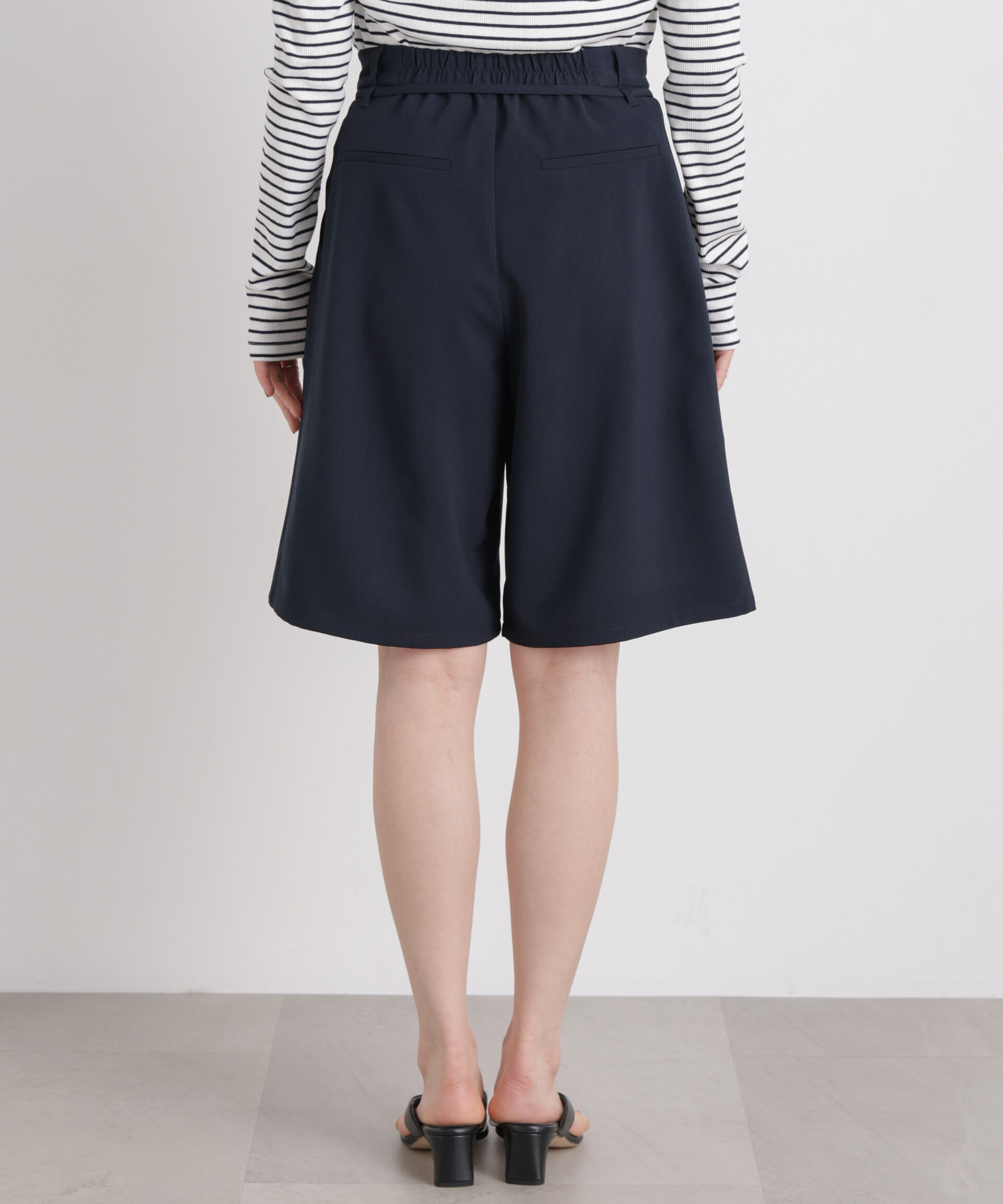 nano･universe「メランジストレッチベルト付ハーフパンツ(セットアップ可)」|チノ|