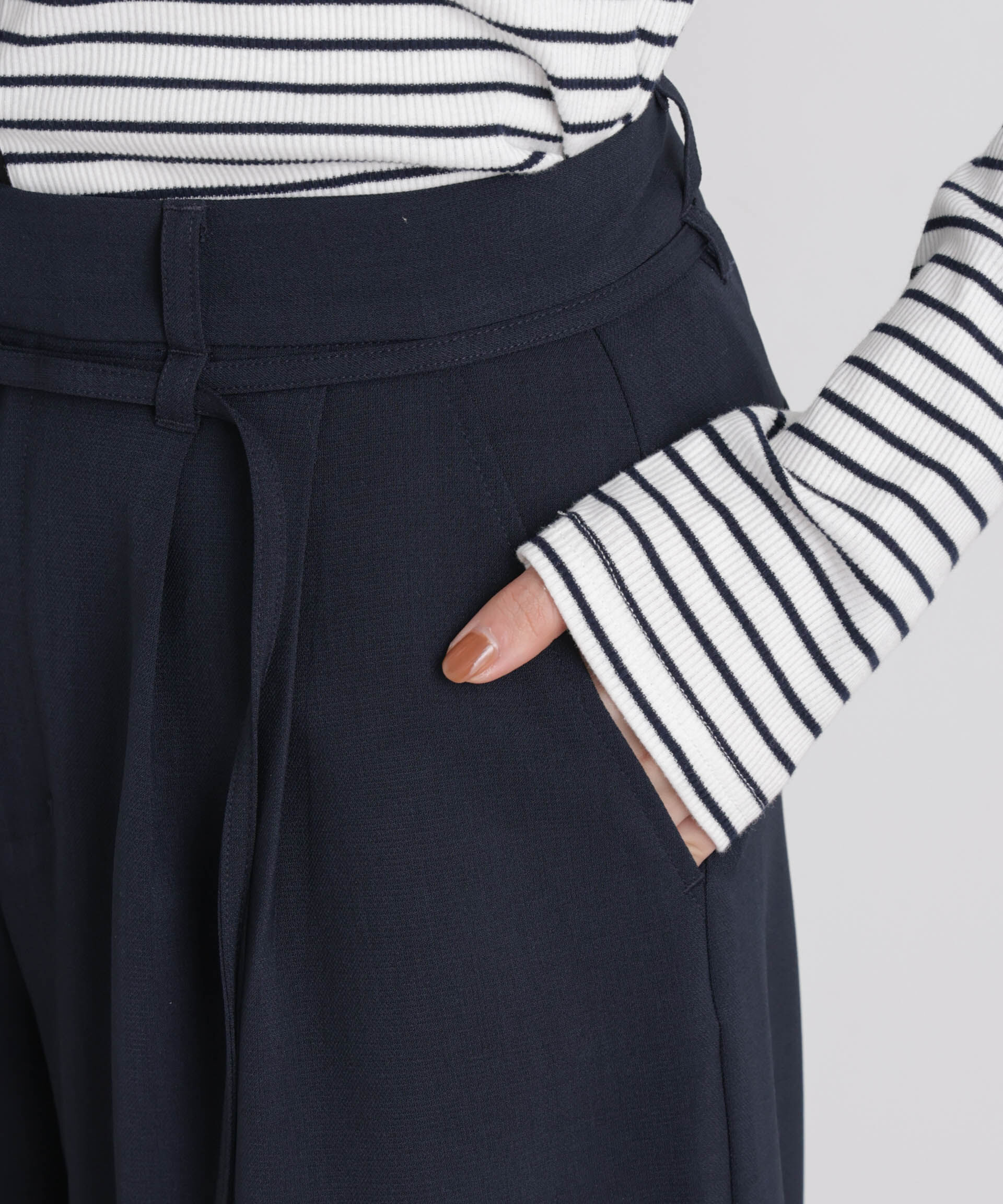 nano･universe「メランジストレッチベルト付ハーフパンツ(セットアップ可)」|チノ|