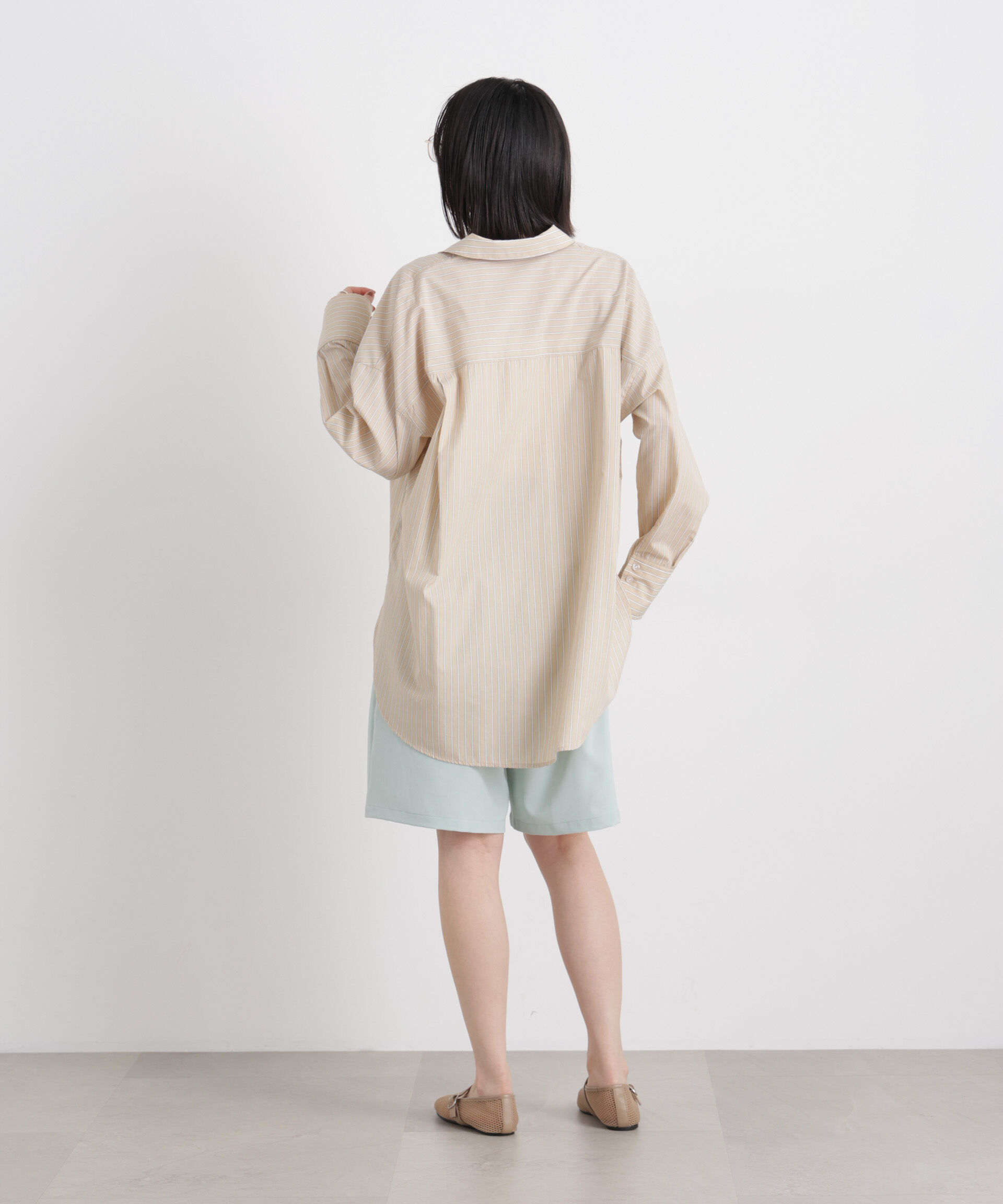 nano･universe「メランジストレッチベルト付ハーフパンツ(セットアップ可)」|チノ|