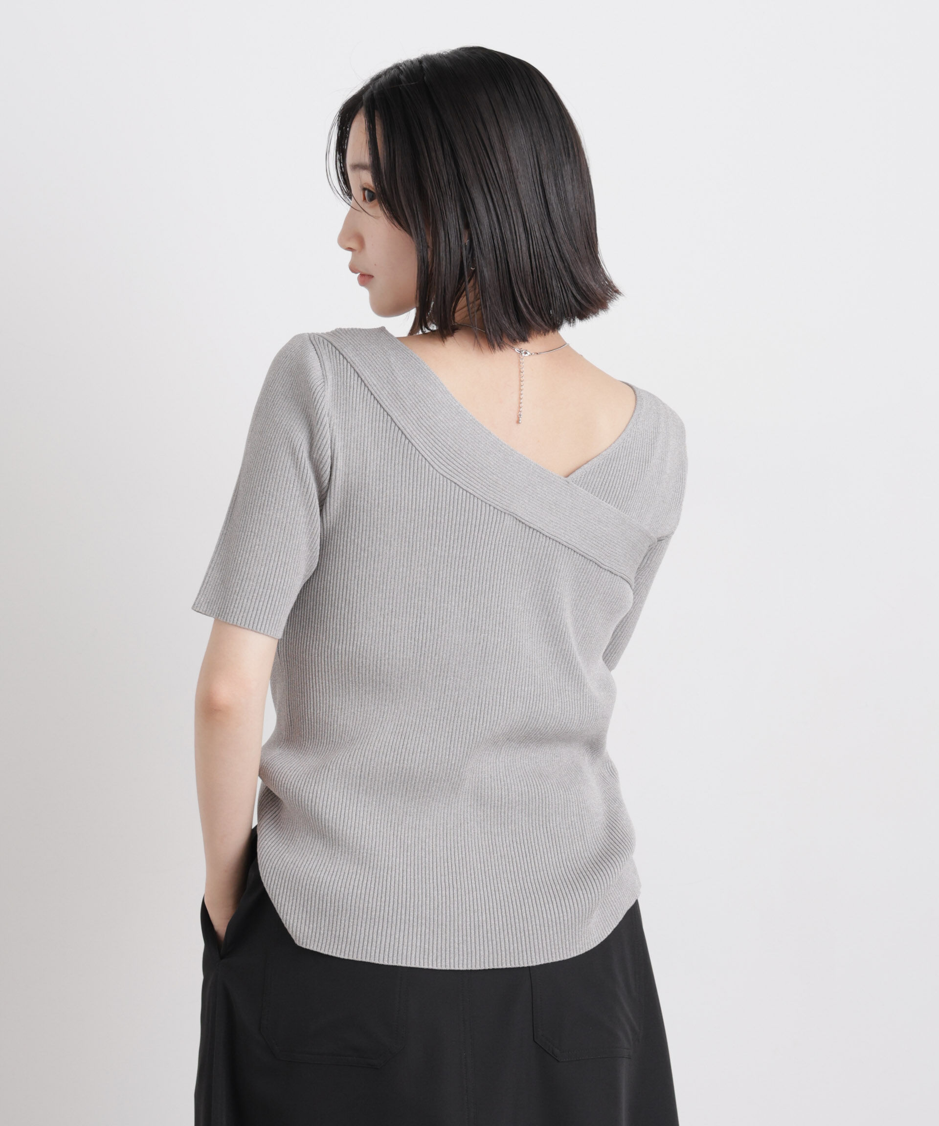 nano･universe「前後2wayボート&アシメネックリブニットトップス」|ニット・セーター|