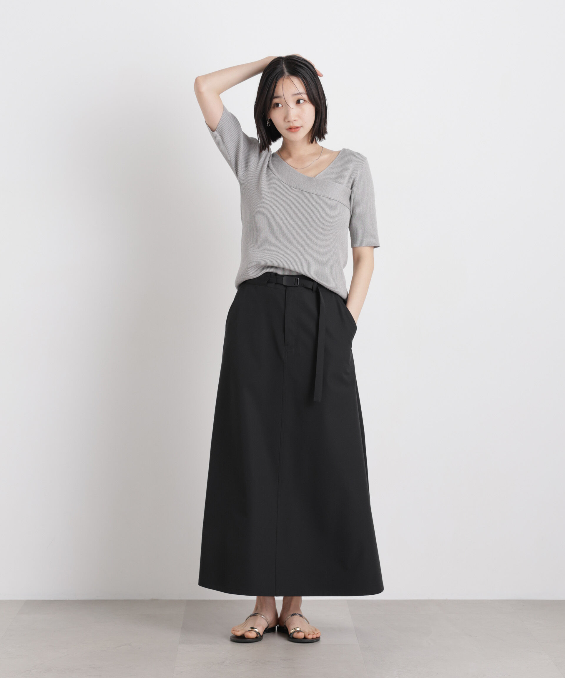 nano･universe「前後2wayボート&アシメネックリブニットトップス」|ニット・セーター|