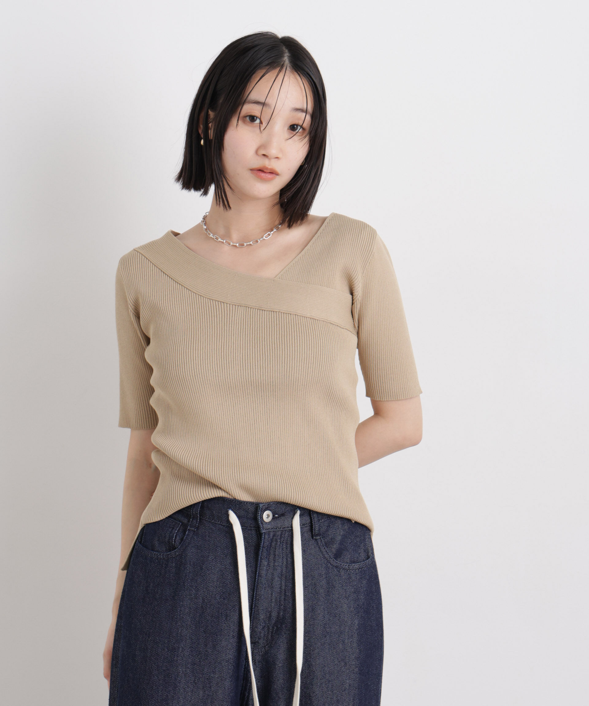 nano･universe「前後2wayボート&アシメネックリブニットトップス」|ニット・セーター|