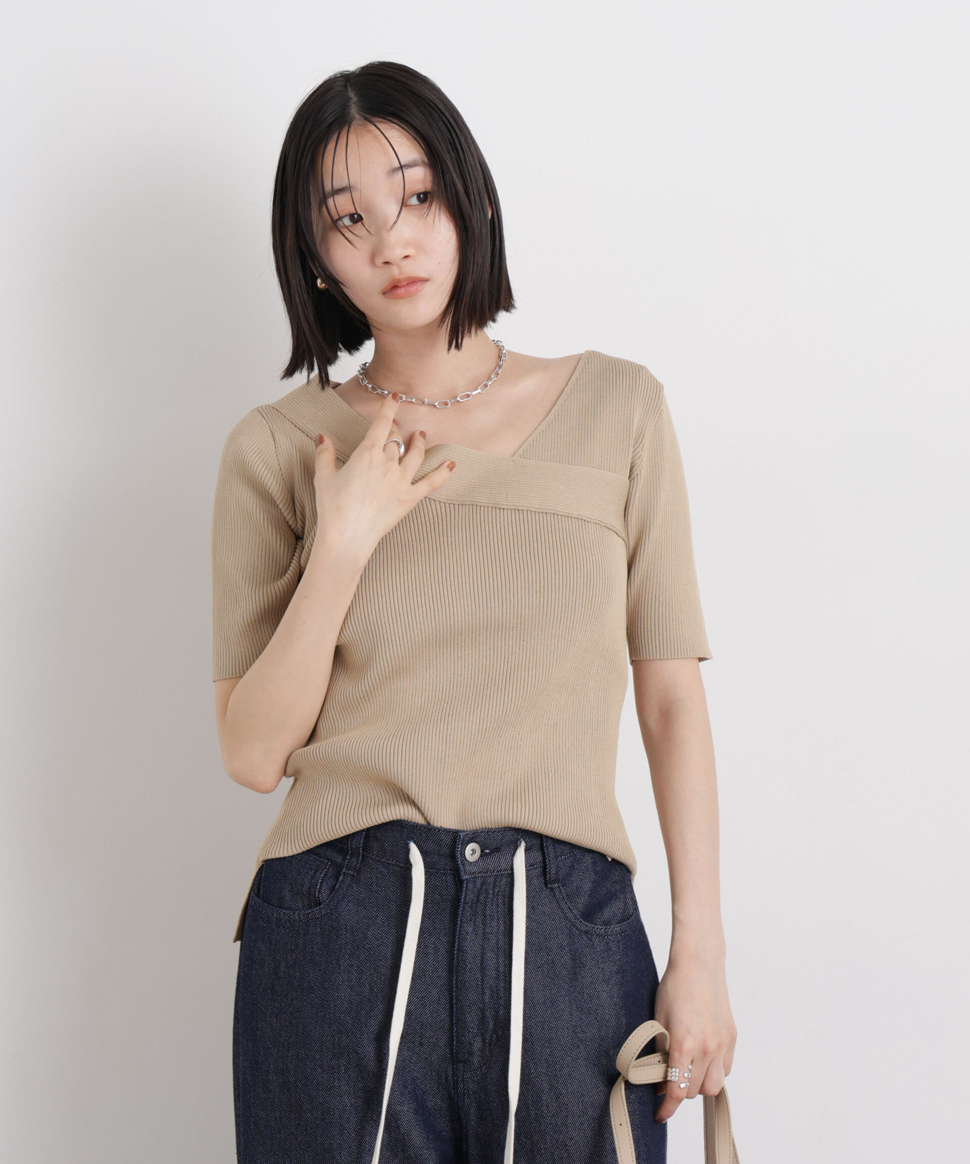 nano･universe「前後2wayボート&アシメネックリブニットトップス」|ニット・セーター|