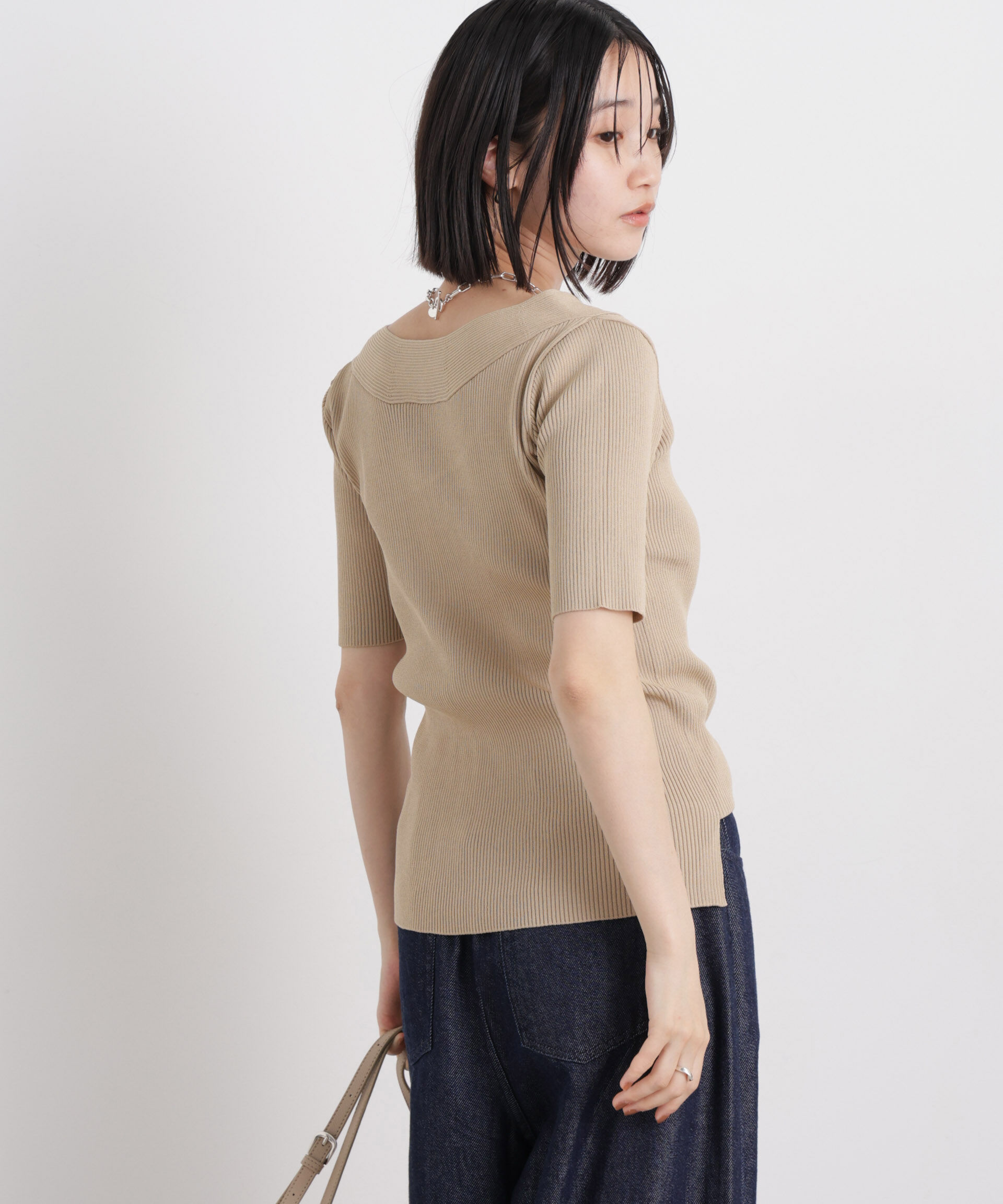 nano･universe「前後2wayボート&アシメネックリブニットトップス」|ニット・セーター|