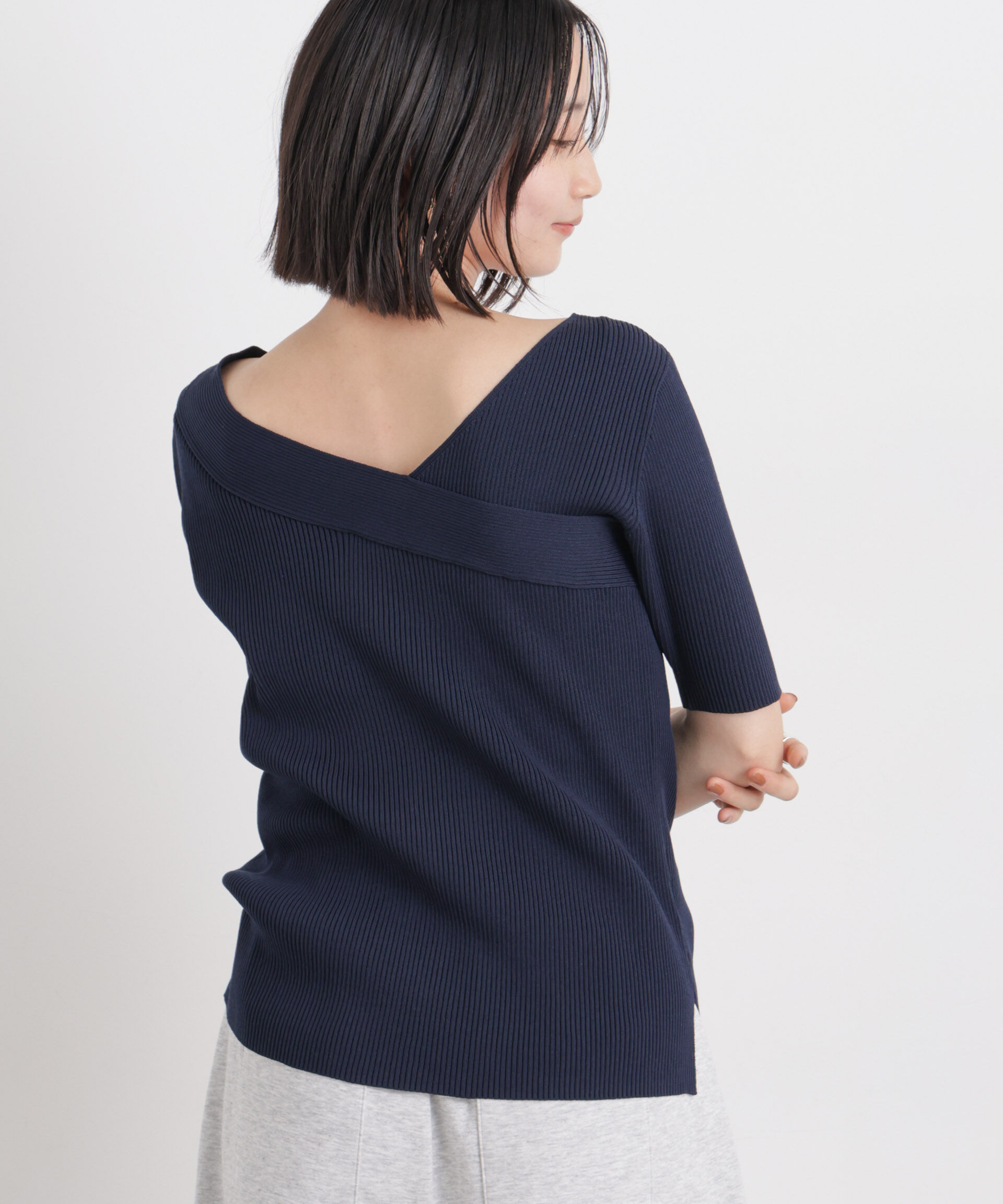 nano･universe「前後2wayボート&アシメネックリブニットトップス」|ニット・セーター|