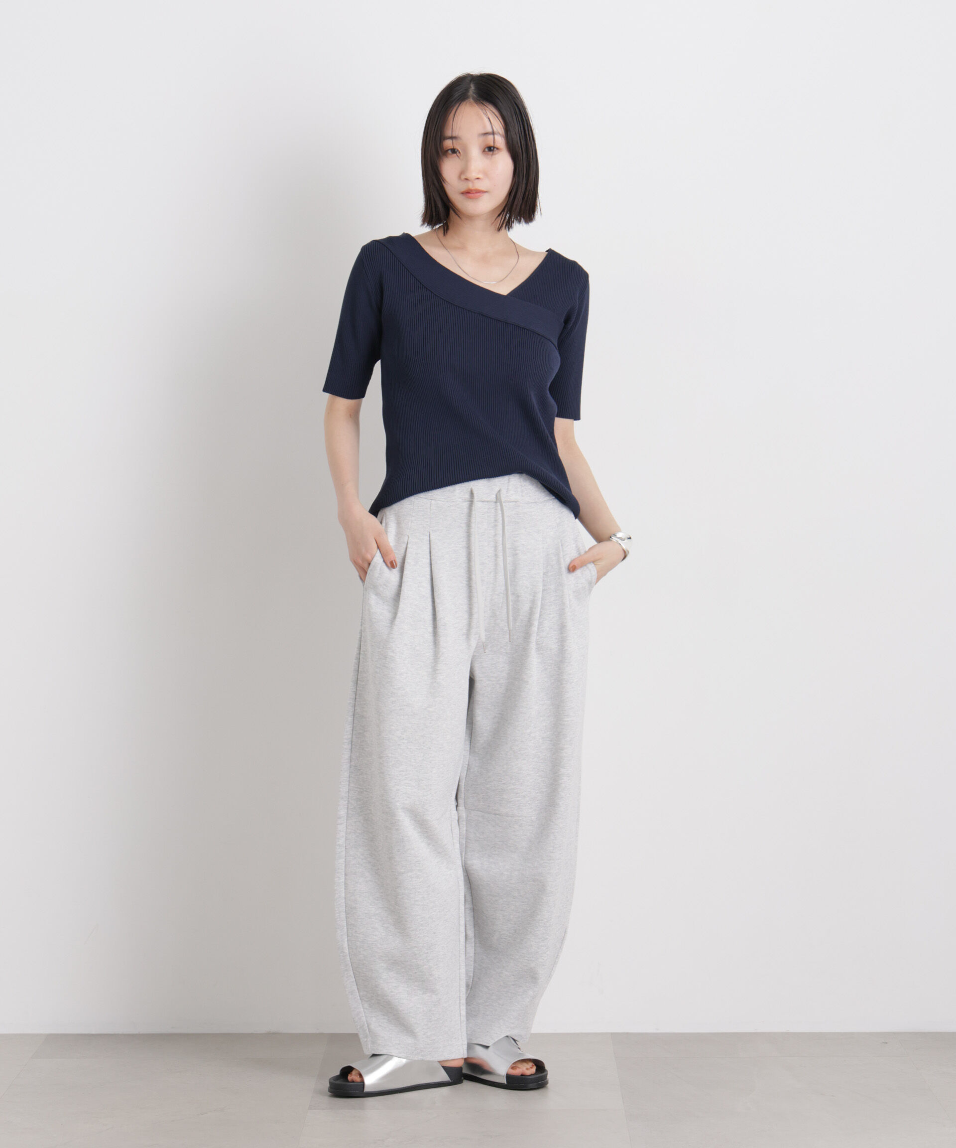 nano･universe「前後2wayボート&アシメネックリブニットトップス」|ニット・セーター|