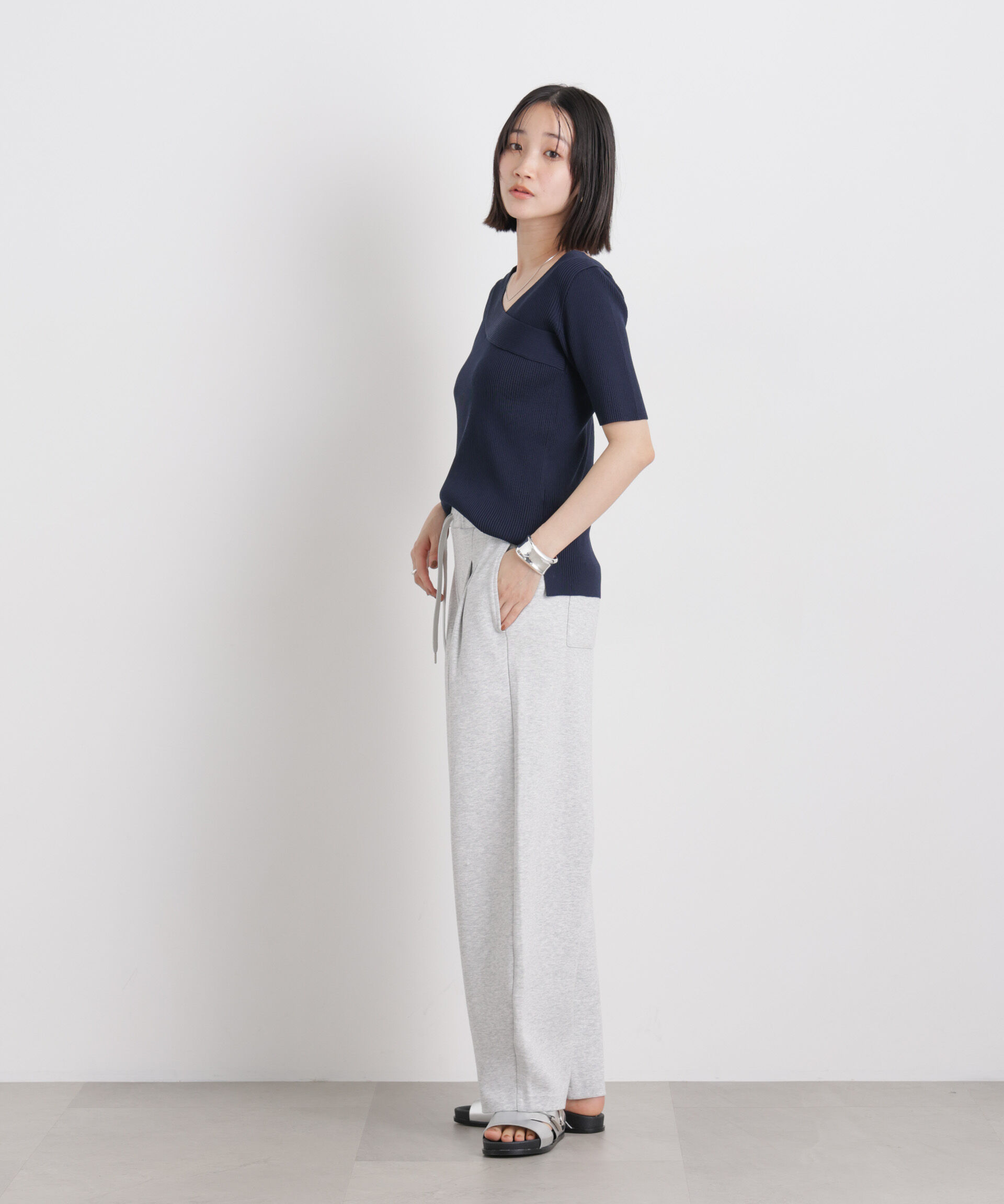 nano･universe「前後2wayボート&アシメネックリブニットトップス」|ニット・セーター|