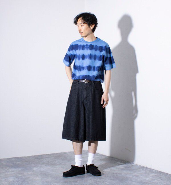 GLOSTER「【GLOSTER/グロスター】16/-綿天竺 タイダイ染め ボーダークルーネックTシャツ」|Tシャツ・カットソー|