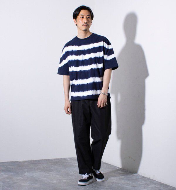 GLOSTER「【GLOSTER/グロスター】16/-綿天竺 タイダイ染め ボーダークルーネックTシャツ」|Tシャツ・カットソー|