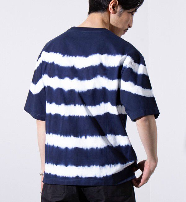 GLOSTER「【GLOSTER/グロスター】16/-綿天竺 タイダイ染め ボーダークルーネックTシャツ」|Tシャツ・カットソー|